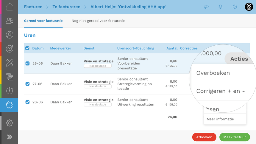 Facturatiesoftware uren corrigeren