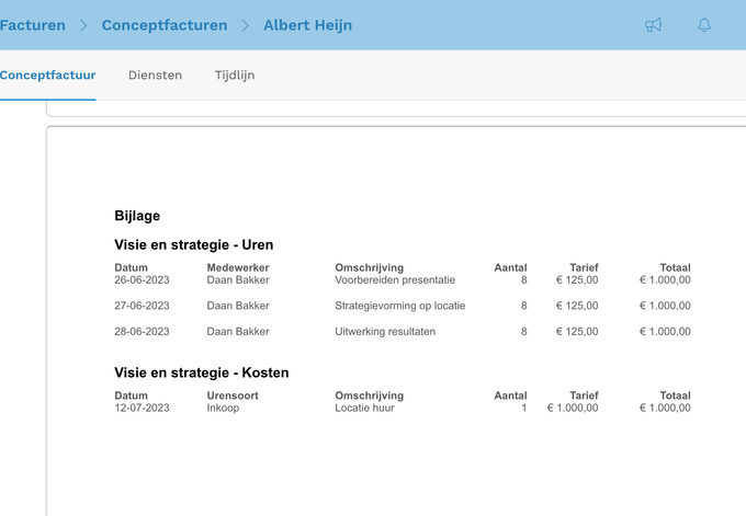 Factuur Specificatie