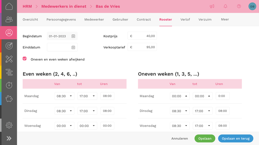 HRM wisselend rooster