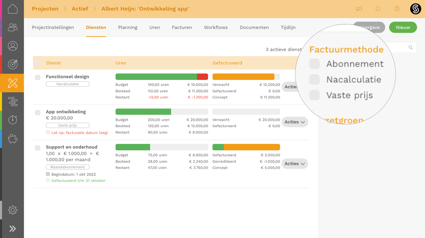 Projectmanagement factuurmethodes