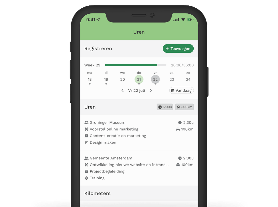 Uren registreren mobiele app