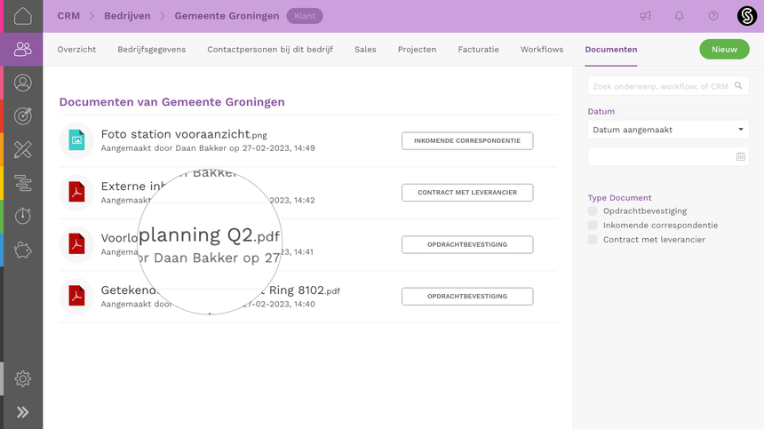 Documenten in het CRM