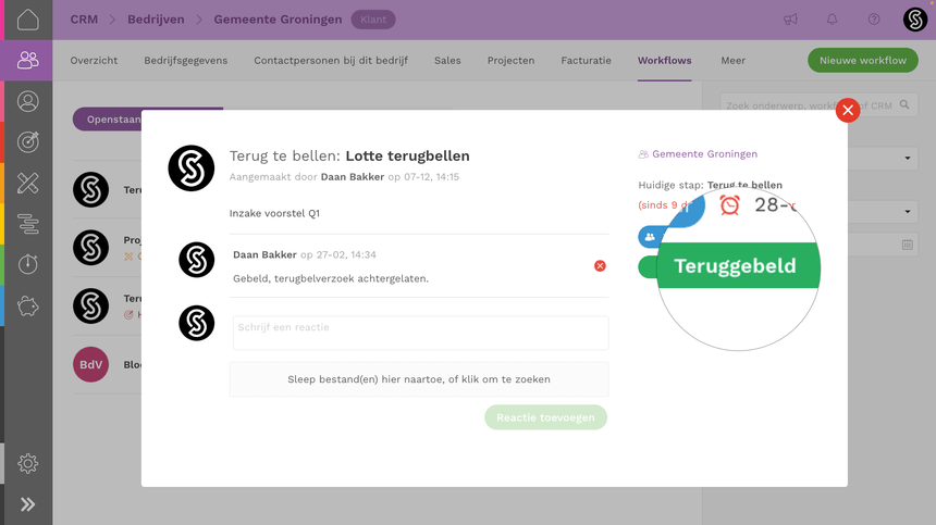 CRM workflow aanmaken
