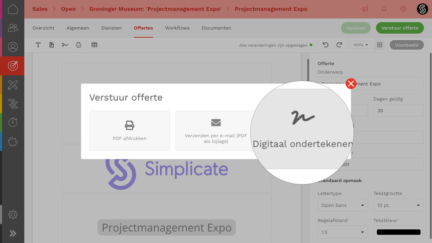 Digitaal ondertekenen in Simplicate