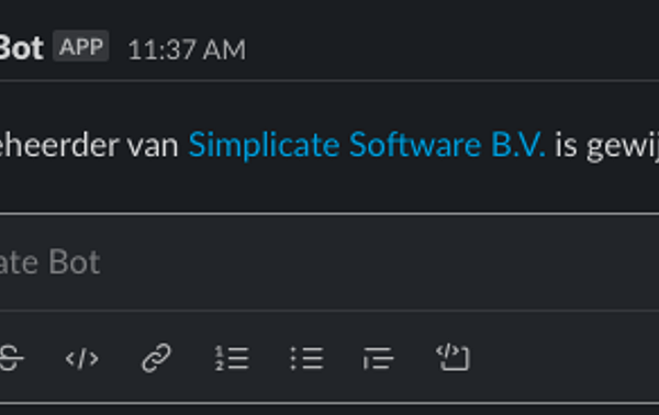 Slack notificatie voorbeeld