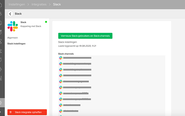 slack integratie instellingen
